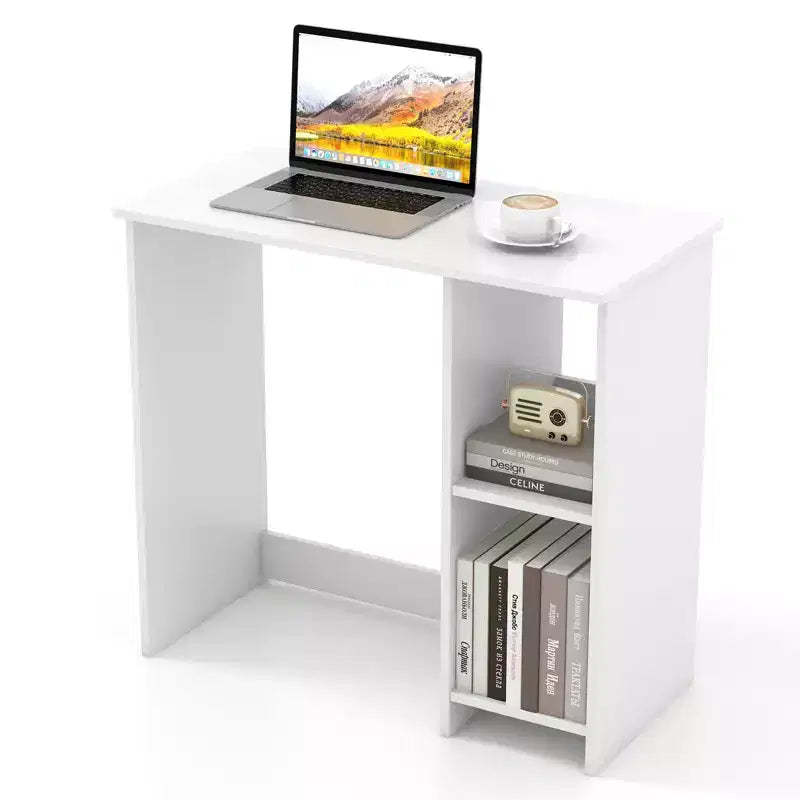 Costway 31.5 Computer Desk for Small Space Simple Style Workstation Desk with with Shelves White/Black