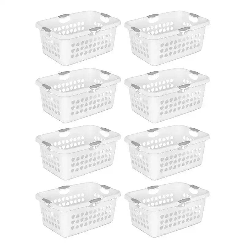 Sterilite Ultra Laundry Basket, 2 Bushel Plastic Hamper with Handles, 8 Pack