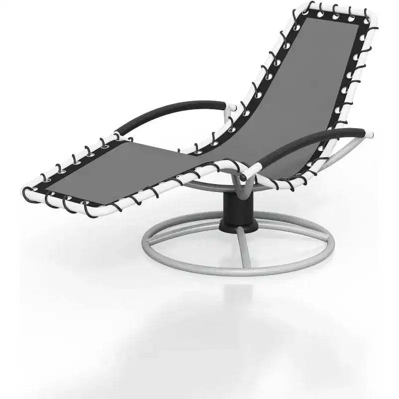 360 Rotating Outdoor Chaise Lounge Chair, Ergonomic S-Shaped Patio Recliner with Quick-Dry Textilene Fabric, Durable Lawn & Pool Lounger