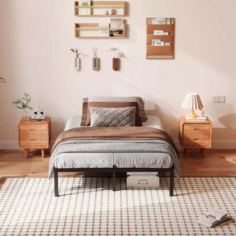 6/12 TWIN/Full Metal Platform Bed Frame, Heavy Duty Steel Slat Support, Noise-Free, Storage Space