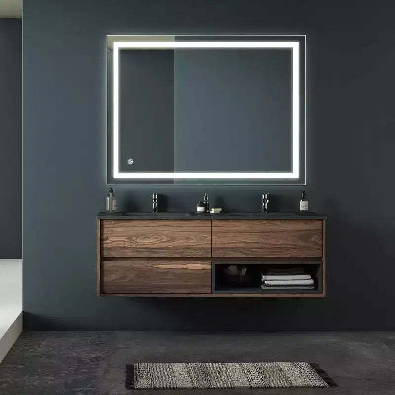 32 x 24 Inch LED Bathroom Vanity Mirror 3 Colors Dimmable Wall Mounted Makeup Mirror with Wall Switch Control Waterproof Anti-Fog Bathroom Mirror