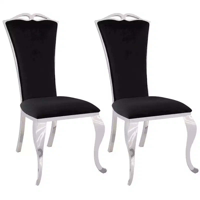 Chintaly Imports,Modern Tall-Back Side Chair Cabriole Legs - Set of 2