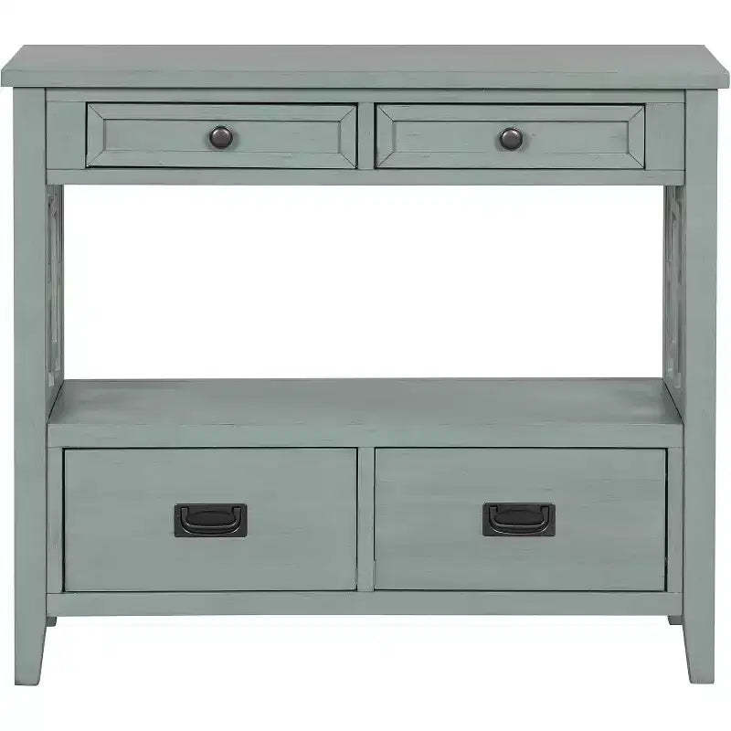 36 Inch Console, Farmhouse Entry, Solid Wood Sideboard Buffet Cabinet, Sofa Table with 4 Drawers & 1 Storage Shelf for Entryway, Hallway Kitchen