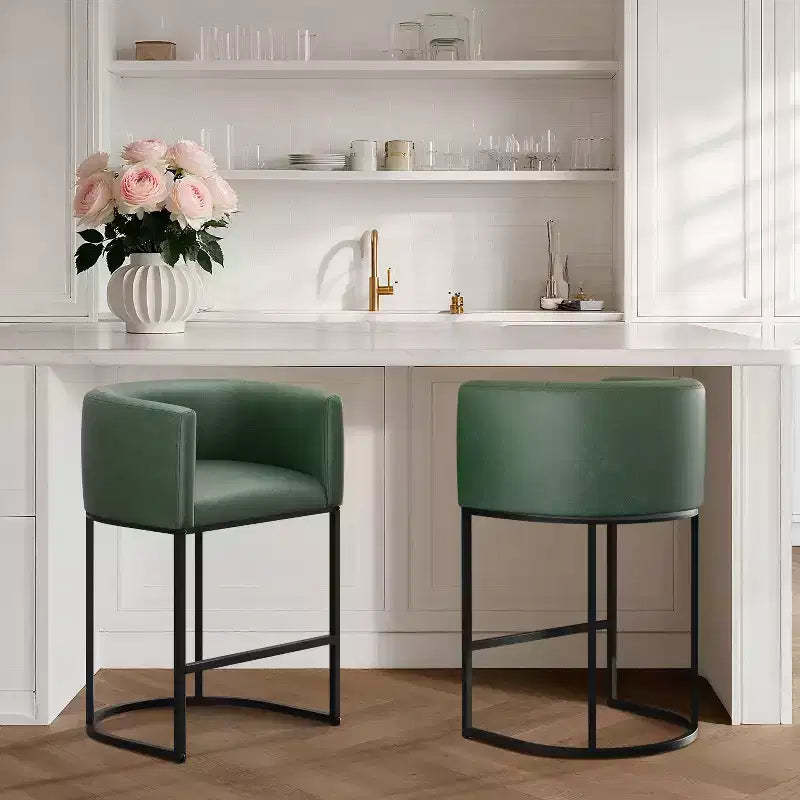 NEWLAYOUT Counter Height Bar Stools Set of 2, 24 Inch Seat Height Barstools for Dining Room, PU Leather Barstools