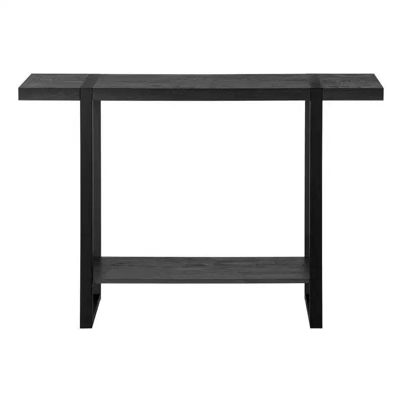 HomeRoots 47 Black Wood and Metal Distressed Sled Console Table With Shelf