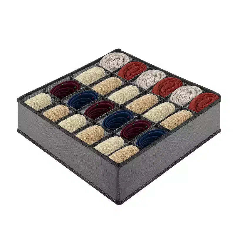 Garnen Drawer Organizer Clothes, 24 Cell Dresser Organizer Bins Divider for Socks Underwear Organizers, Baby Nursery Closet Organizer & Storage, Gray