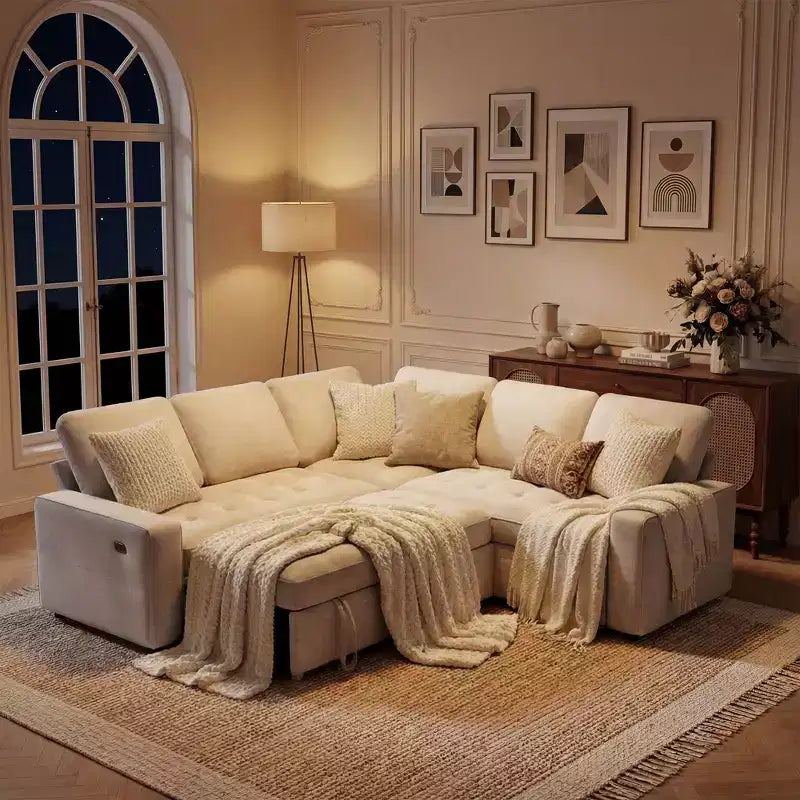 Dyonery Adjustable Backrest, USB Ports & Storage Seat, 5 Seat Convertible L Shaped Sectional Couches for Living Room