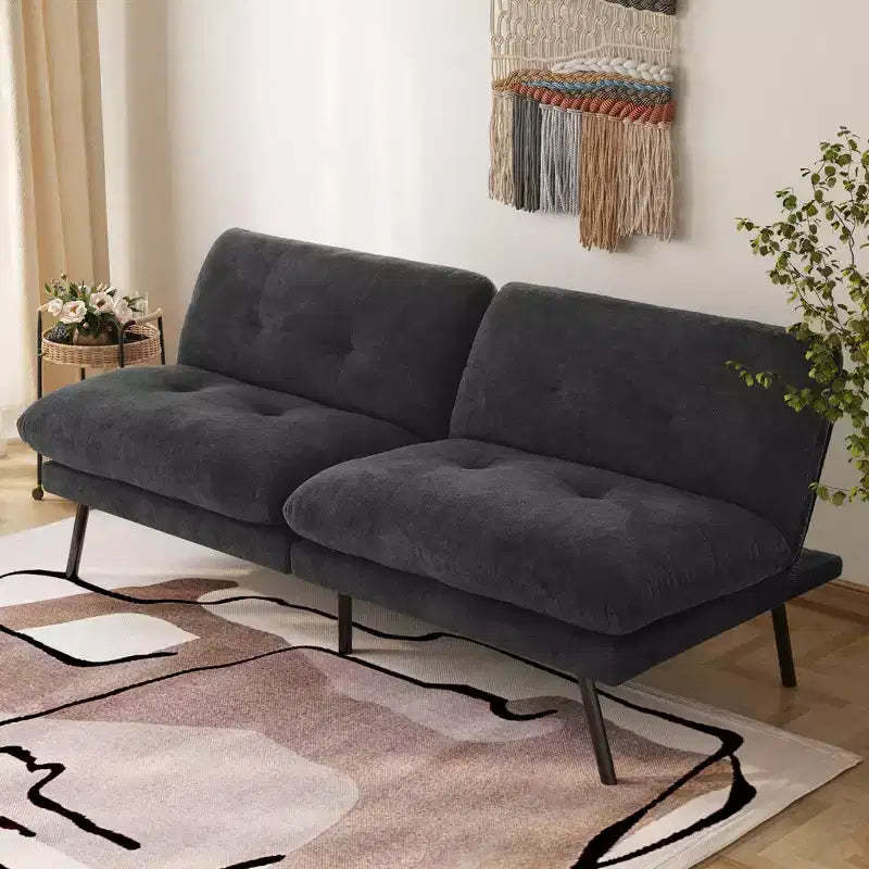 MUUEGM 72 Convertible Futon Sofa Bed, Terry Cloth Couch with Adjustable Backrest & Washable Covers for Small Spaces, Living Room