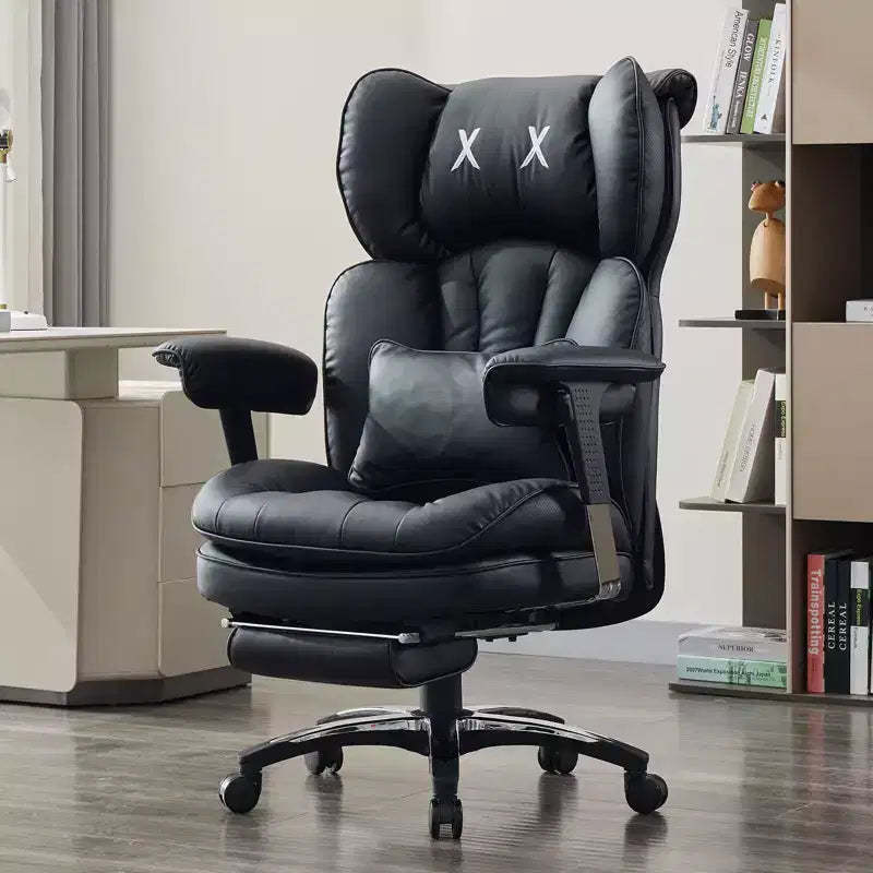 Big and Tall Office Chair with Footrest - Efomao High Back Executive Desk Chair with Wide Seat, Adjustable Armrests, Ergonomic Computer Chair, Black