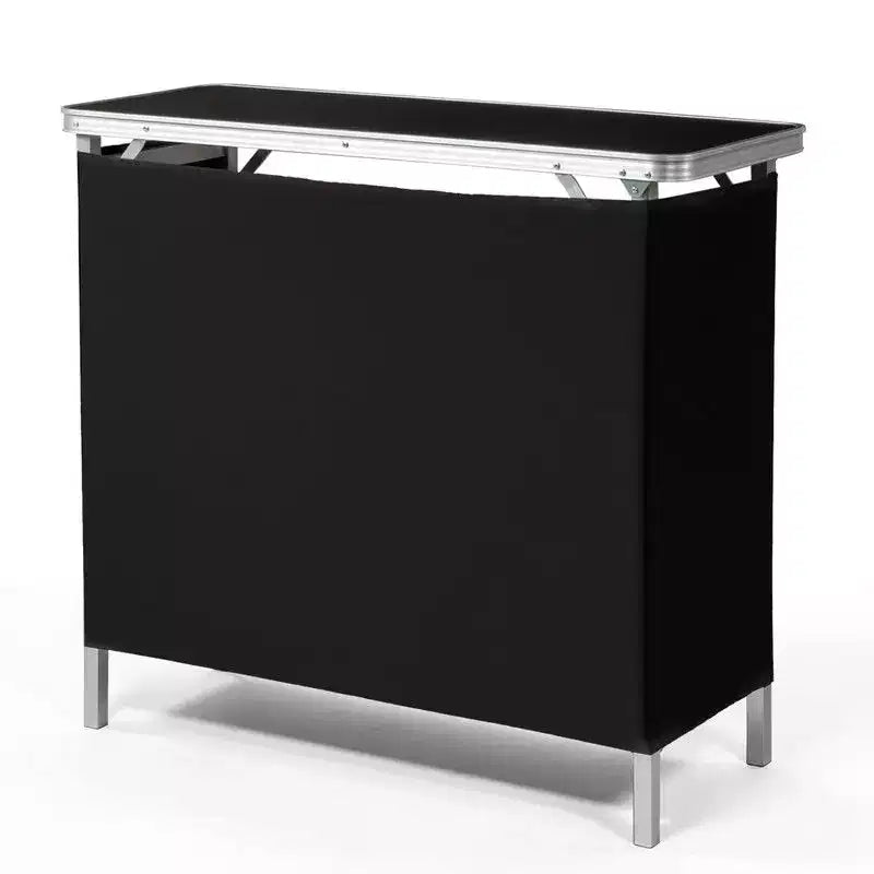 Karl Home Patio Black Portable Folding Bar Table with Shelf