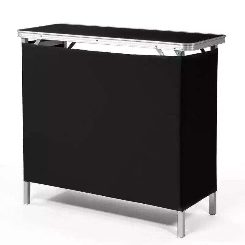 Karl Home Patio Black Portable Folding Bar Table with Shelf