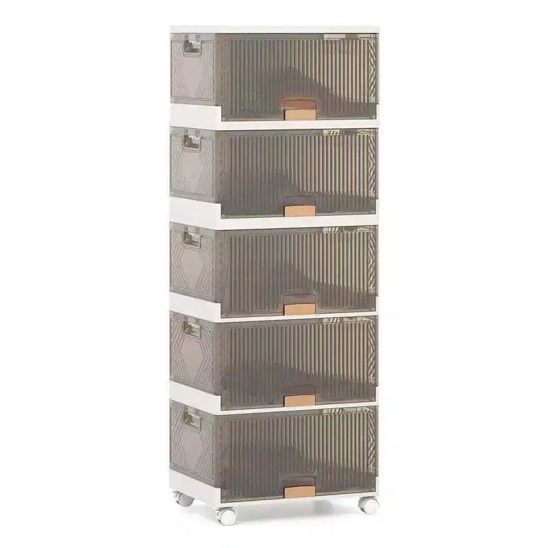 Costway 5-Cube Stackable Storage Bins with Detachable Wheels 22.5 Gal Large Organizer