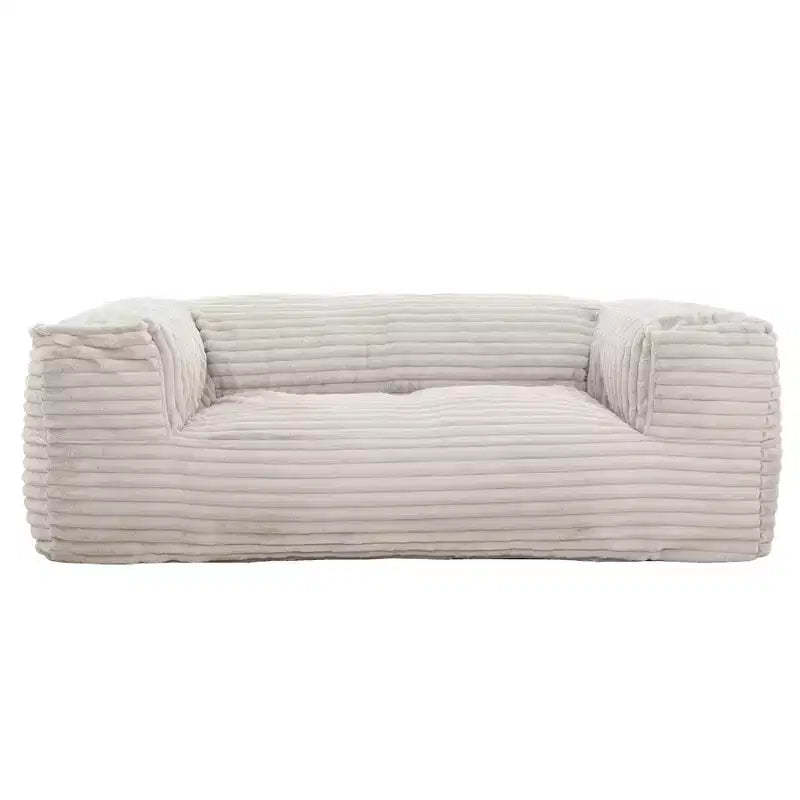 HomeStock Redd Taupe Corduroy Foam Bean Bag Sofa