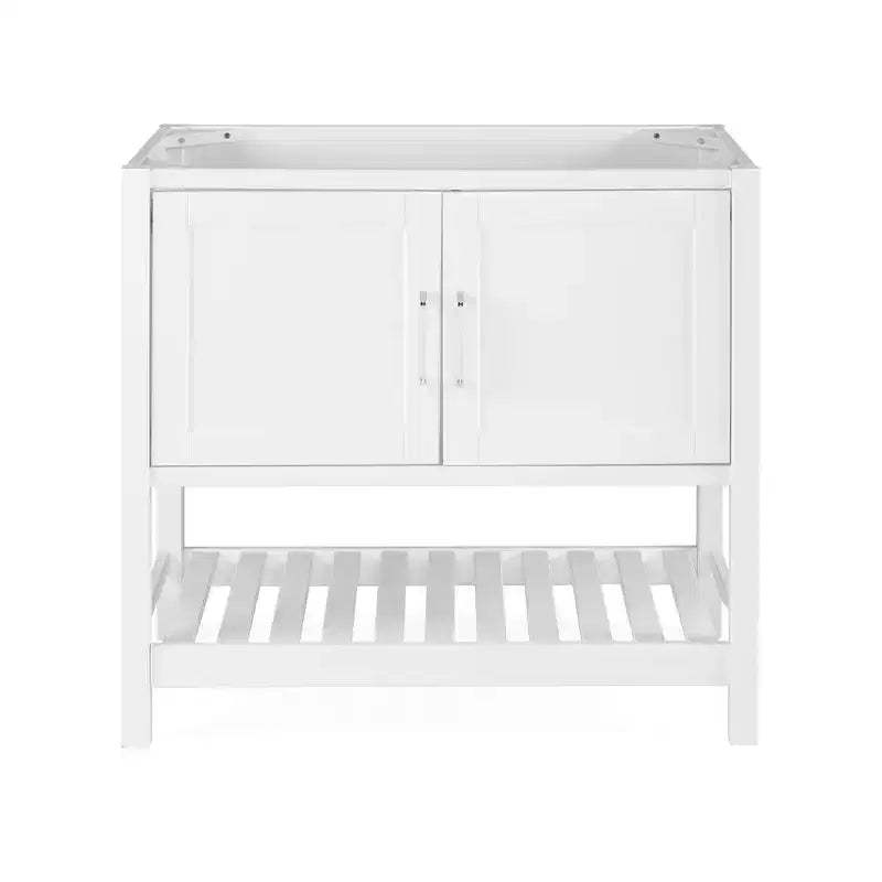 Alaterre Furniture Bennet 36 in. Bathroom Vanity without Top, Freestanding Shaker Cabinet with Soft-Close Doors and Slatted Bottom Shelf, White