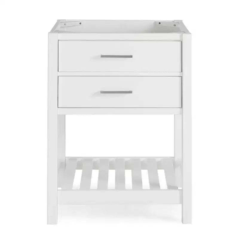Alaterre Furniture Harrison 24 in. W Vanity Base Cabinet without Top, Bathroom Storage with Soft-Close Drawers, Solid Pine Wood Construction, White