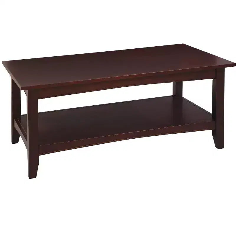 Alaterre Furniture Shaker Cottage 2-Tier Rectangular Coffee Table  42 Hardwood Center Table with Bottom Shelf, Espresso Finish