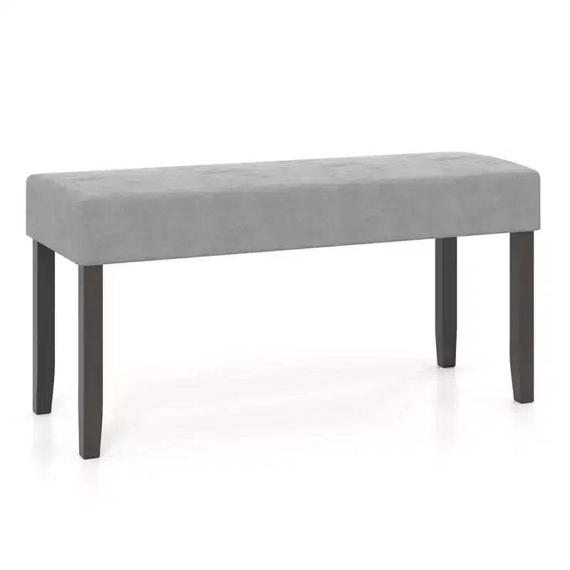 Costway 1/2 PCS Upholstered Entryway Bench with Padded Seat Solid Rubber Wood Legs for Living Room