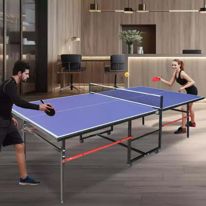 Portable Table Tennis Tables Professional Outdoor Ping Pong Table Game, Foldable Ping Pong Game Setwith Net, 2 Paddles and 3 Balls, Playback Mode
