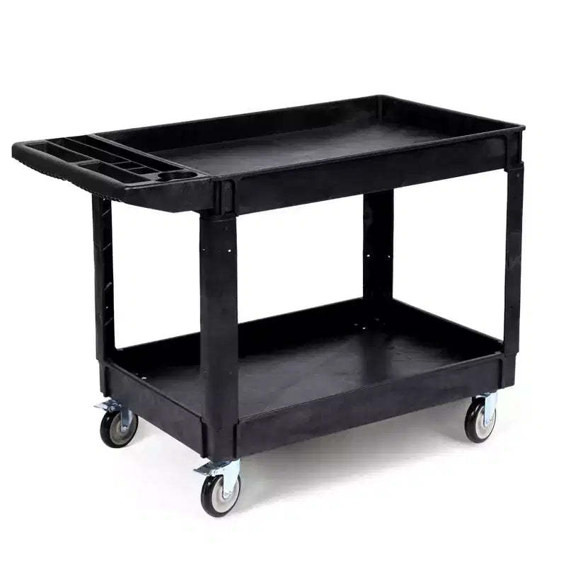 2-Tier Utility Service Cart, 550LBS Tool Cart with Wheels, Multipurpose Mobile Storage Organizer, for Warehouse, Workshop, Garage
