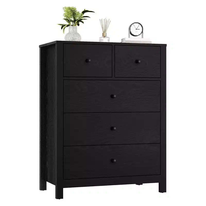 GustoWave 5-Drawer Tall Dresser Modern Wooden Storage Organizer for Bedroom Entryway Hallway Home Office