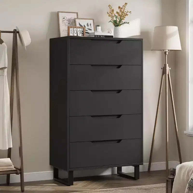 5 Drawer Dresser for Bedroom, 50 Tall Dresser, Freestanding Vertical Drawer with Storage, Wooden Closet Chest Storage