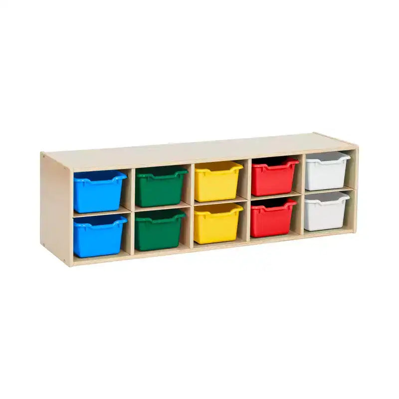 ECR4Kids Streamline 10 Cubby Tray Storage Cabinet, 2x5, Classroom Furniture