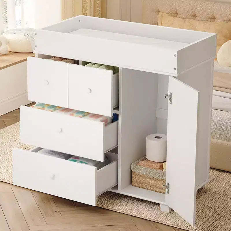 Baby Changing Table Dresser, Nursery Dresser with Baby Changing Table, Modern Diaper Changing Station with 3 Drawers for Children's Room, Bedroom