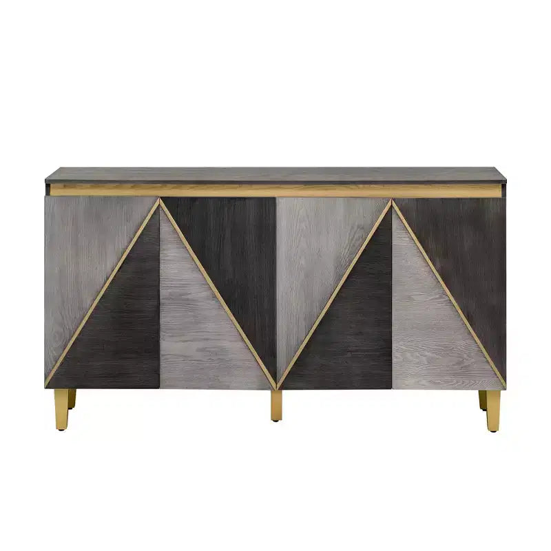 Luxystar Sideboard Buffet Cabinet with Storage Adjustable Shelves and 4 Two-Tone Doors, Light and Dark Gray