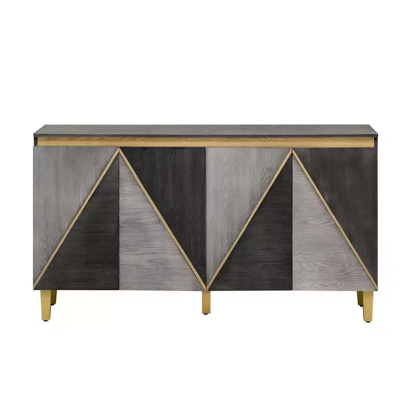 Luxystar Sideboard Buffet Cabinet with Storage Adjustable Shelves and 4 Two-Tone Doors, Light and Dark Gray