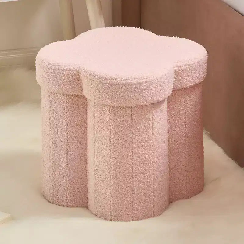Ornavo Home Boucle Flower 12 Storage Ottoman - Footstool - Perfect for Dorm, Living Room and Bedroom