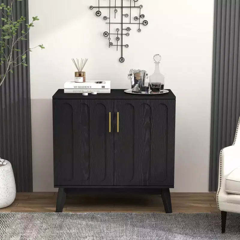 MAYEERTY Mid Century Modern Fluted Sideboard Cabinet with Adjustable Slevles Solid Wood Legs for Living Room Walmut