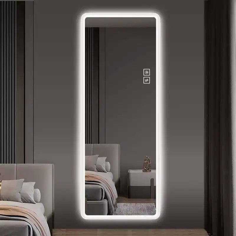 Whisen Wall-Mounted Full Length Rimless Dressing Mirror with Round Corners