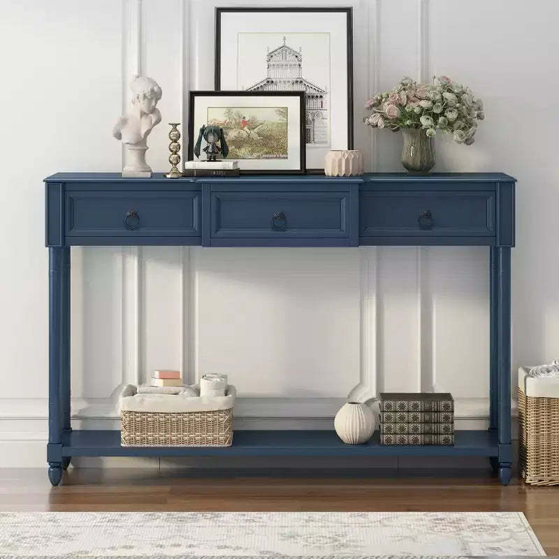 GDFStudio Tammy 52 Solid Wood Entryway Console Table with Drawers and Shelf