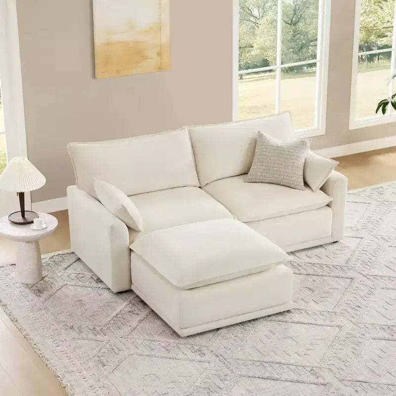 Spruce & Spring Cream 3-Piece Modular Couch Oversized Sectional Sofa for Living Room