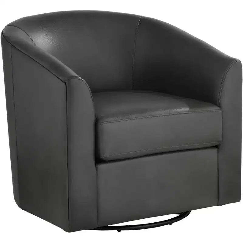 Studio 55D Barrel 30 3/4 Wide Dark Gray Faux Leather Swivel Chair