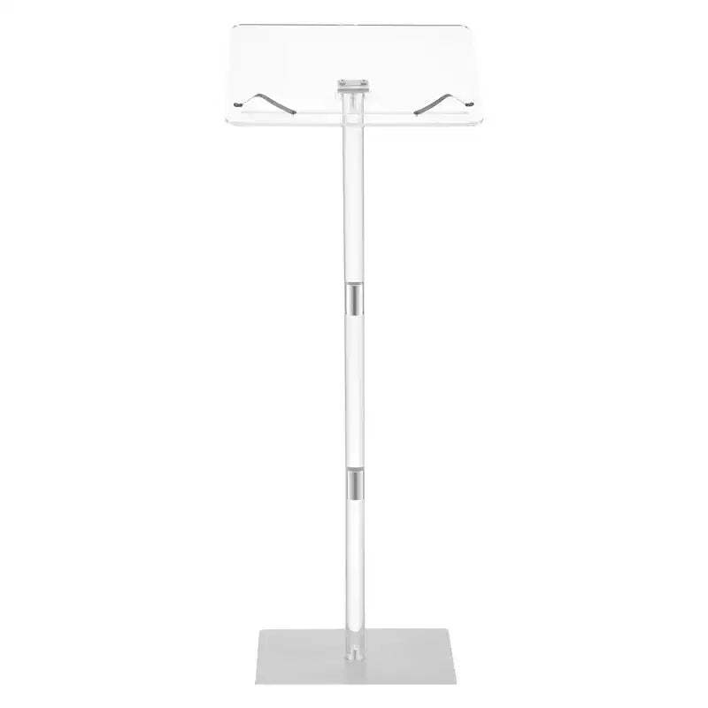 VEVOR Podium Stand, 43-Inch Acrylic Lectern, Portable Laptop Desk with Wide Reading Surface, Book Clips, Adjustable Angle, Transparent