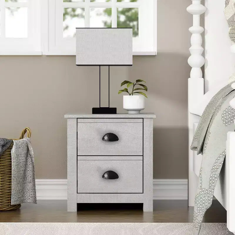 Galano Geodarno 2-Drawer Nightstand with Storage  Dusty Grey Oak