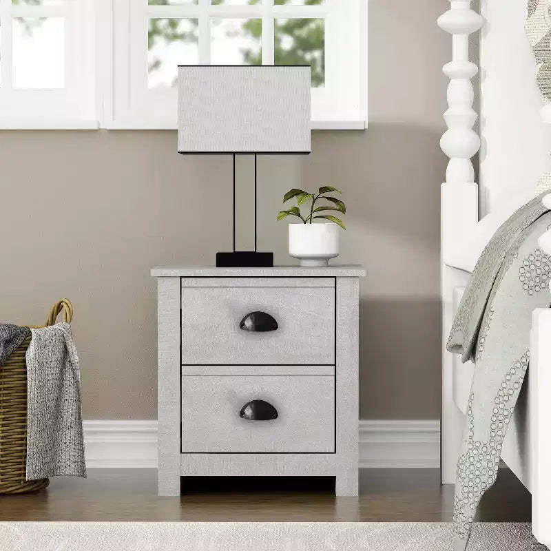 Galano Geodarno 2-Drawer Nightstand with Storage  Dusty Grey Oak