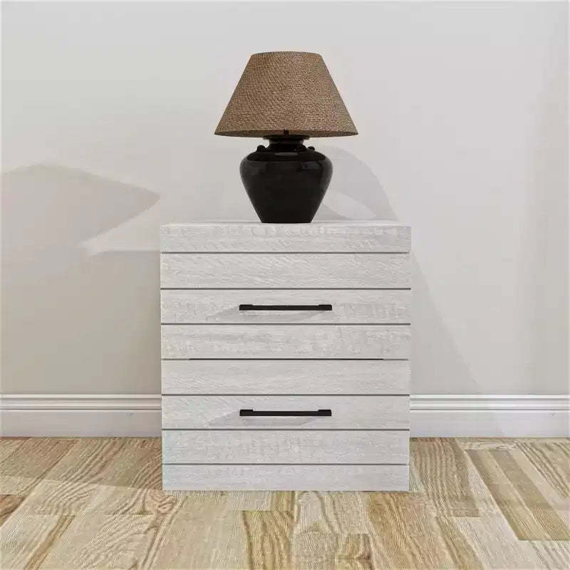Galano Hamsper 2-Drawer Nightstand with Storage  Dusty Grey Oak