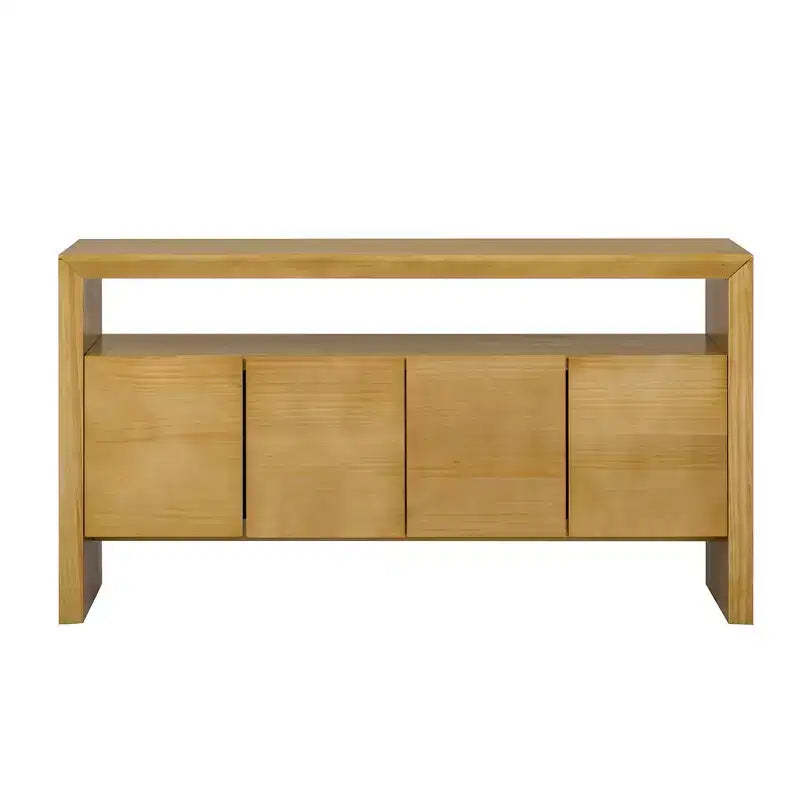 Luxystar Modern Sideboard Buffet Cabinet with 4 Door and Open Shelf Console Table, Natural