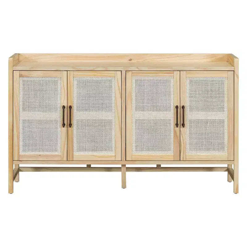 Hostack Sideboard Buffet Cabinet with Rattan Doors and Storage for Entryway Dining Room Kitchen Living Room, Natural