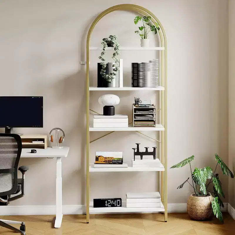 Acekool 6-Tier Tall Bookcase, Metal & Wood Storage Organizer Shelf, Industrial Display Rack for Home Office, Living Room, 2-Pack