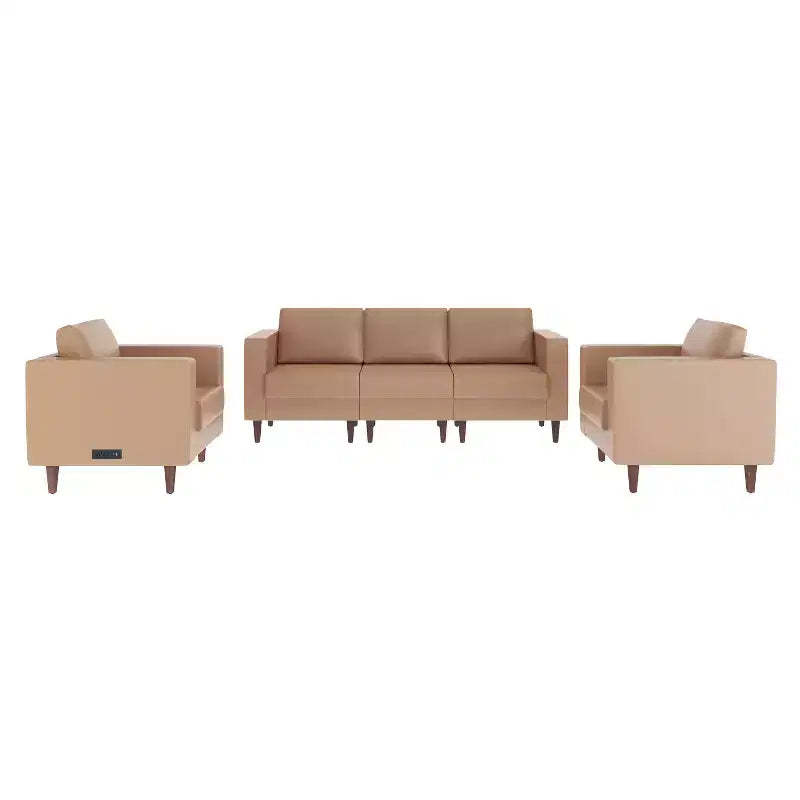 Flash Furniture HERCULES Artemis 3 Piece Upholstered Reception Set, 8 AC Outlets/4 USB/4 USB-C Ports and Wood Walnut Legs with Adjustable Floor Glides