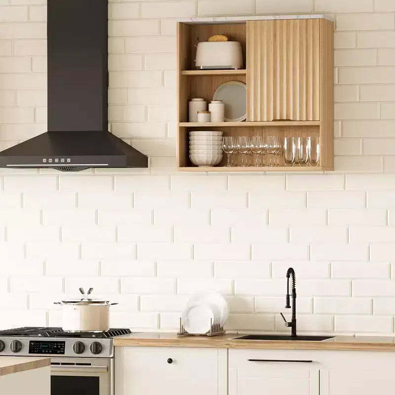 Wall Mounted Medicine Cabinet, Modern Bathroom Wall Cabinet with Sliding Door & Adjustable Shelves, Space Saver Floating Storage Cabinet for Kitchen