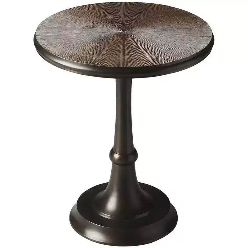 HomeRoots 22 Bronze Metal Round Pedestal End Table
