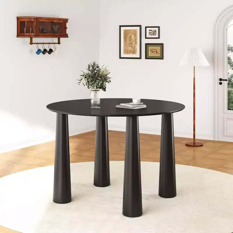 PexFix 45 Round Dining Table Kitchen Table for 4 with Arc-Shaped Edge Top and 4 Tapered Legs for Living Room Dining Room Coffee Office Sturdy Black