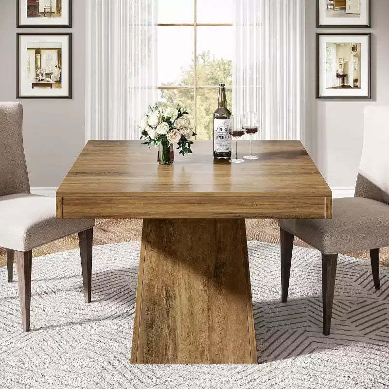 Lantine Square Dining Table for 4, 31.5 Kitchen Table with Sturdy Pedestal Base, Farmhouse Dinner Table for Dining Room,Kitchen