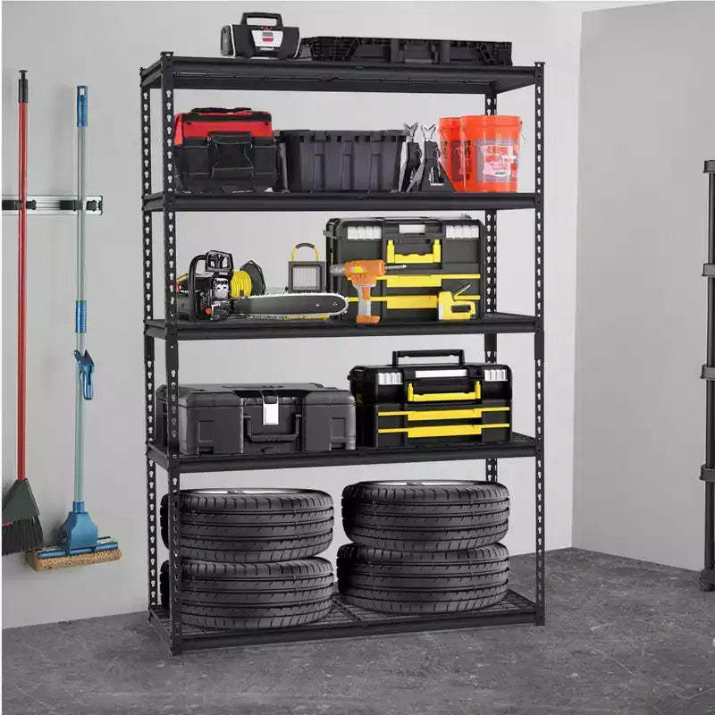 5 Tier Garage Storage Shelving, Adjustable Metal Storage Shelf Unit, Easy Assemble Garage Storage Shelving