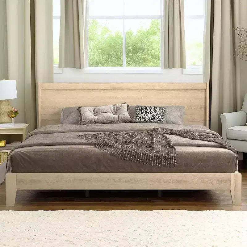 Galano King Abby Serene Bed with Headboard  Oslo Oak