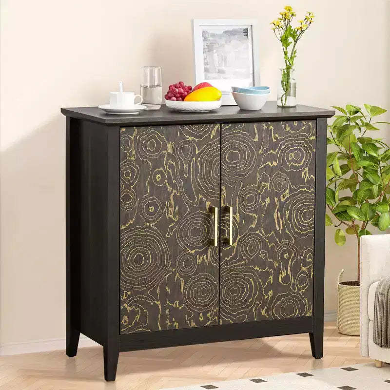 Sideboard Buffet Cabinet with Storage, Modern Storage Cabinets with Adjustable Shelves, Console Table for Kitchen Dining Room Entryway, Black